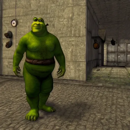 Prompt: shrek in fallout 3