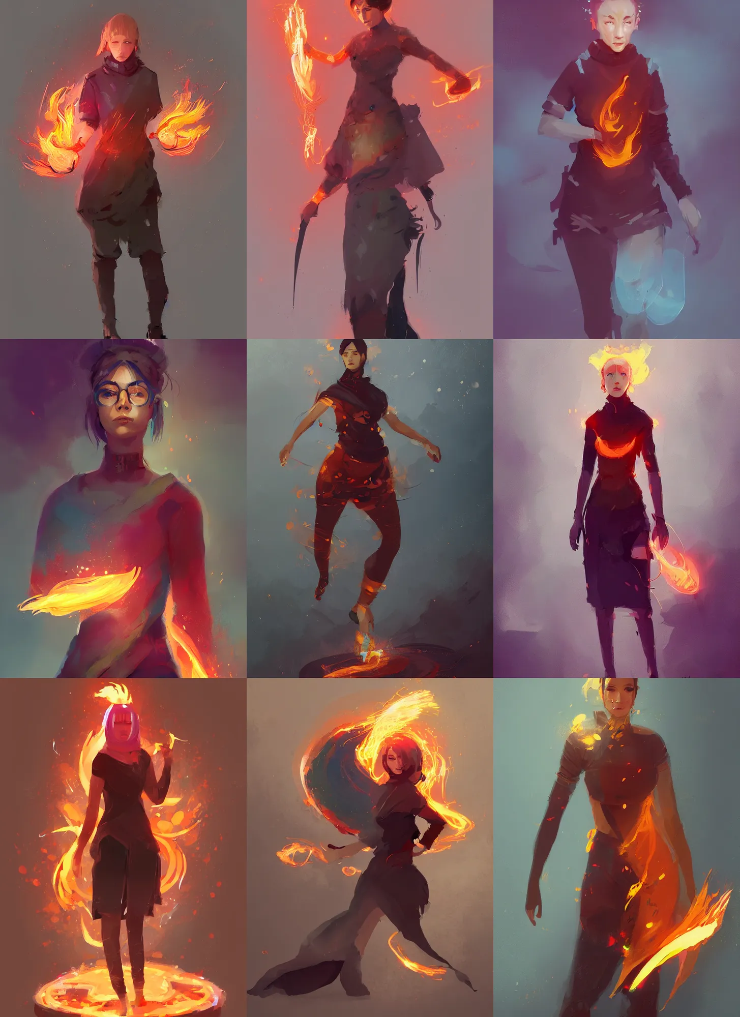 Prompt: a beautiful digital painting art of a full body portrait of a female fire bender, artwork by ismail inceoglu, trending on artstation