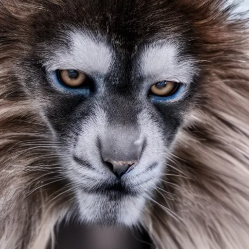 Prompt: photo of a dramatically lit detailed alien with thick long wavy fur staring into your soul sigma auto mm f / 1. 4