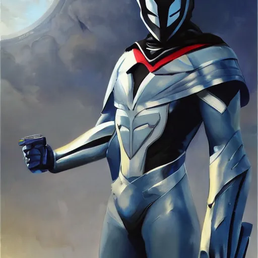 Image similar to greg manchess portrait painting of armored moon knight mixed with ultraman and nightwing as overwatch character, medium shot, asymmetrical, profile picture, organic painting, sunny day, matte painting, bold shapes, hard edges, street art, trending on artstation, by huang guangjian and gil elvgren and sachin teng