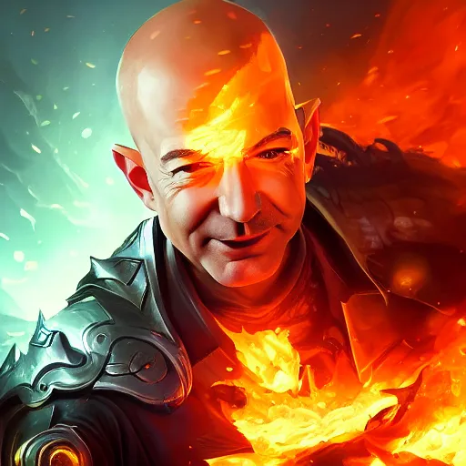 Prompt: portrait of jeff bezos burning money, league of legends amazing splashscreen artwork, splash art, natural light, elegant, photorealistic facial features, intricate, fantasy, detailed face, atmospheric lighting, anamorphic lens flare, cinematic lighting, league of legends splash art, hd wallpaper, ultra high details by greg rutkowski