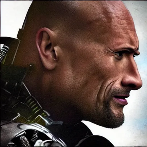 Image similar to Dwayne Johnson as a cyborg