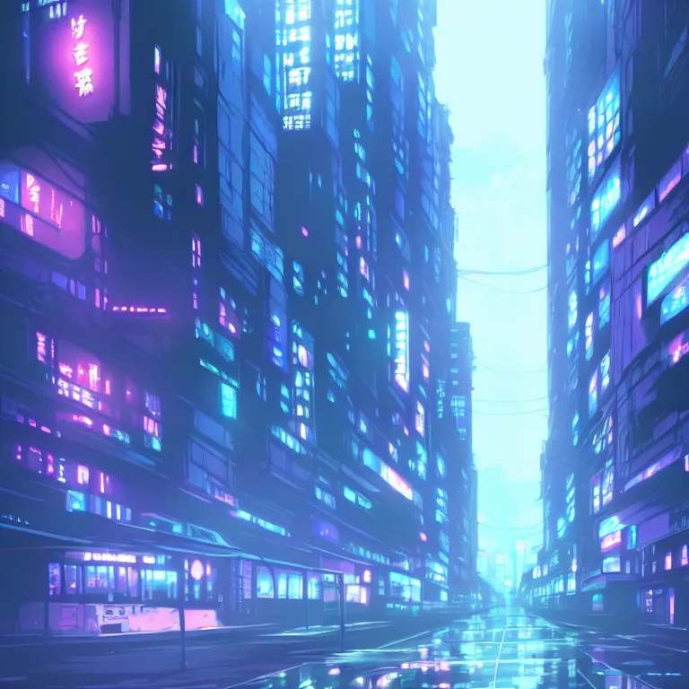 Image similar to city hightway in the atmospheric cyberpunk anime film, gouache matte background painting, neon noir, at night with lights, by makoto shinkai, in the anime series ergo proxy, beautiful specular edge highlights and rim lighting