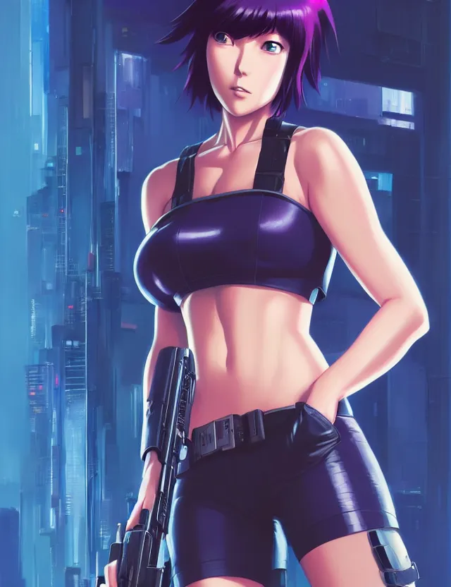 Image similar to a fullbody portrait of motoko kusanagi the major ghost in the shell : : stand alone complex, under repairs, maintenance : : by ilya kuvshinov, rossdraws, artgerm, sola digital arts, anti aliasing, raytracing : :