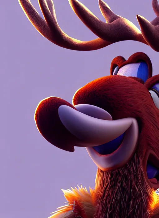 Prompt: highly detailed closeup of a wacky moose character, from sonic the hedgehog, sonic video game series by greg rutkowski, character concept art