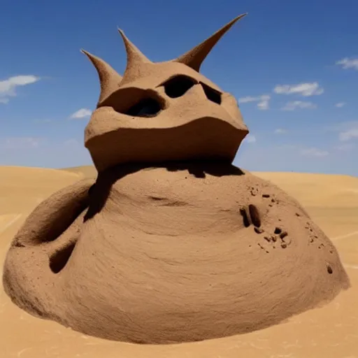 Image similar to a monster made out of sand in the desert with a tornado