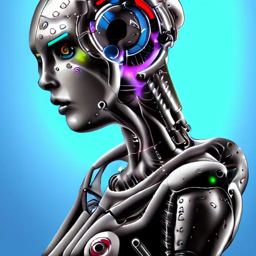 Image similar to cyborg girl by md. h 3, arstation, no blur