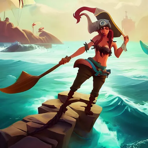 Prompt: jack the pirate mermaid on sea of thieves game avatar hero, behance hd by jesper ejsing, by rhads, makoto shinkai and lois van baarle, ilya kuvshinov, rossdraws global illumination