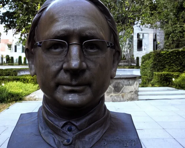 Prompt: A luminous bronze bust of Linus Torvalds