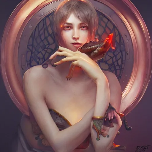 Image similar to ultra realistic illustration, frog anime, intricate, elegant, highly detailed, digital painting, artstation, concept art, smooth, sharp focus, illustration, art by artgerm and greg rutkowski and alphonse mucha and wlop