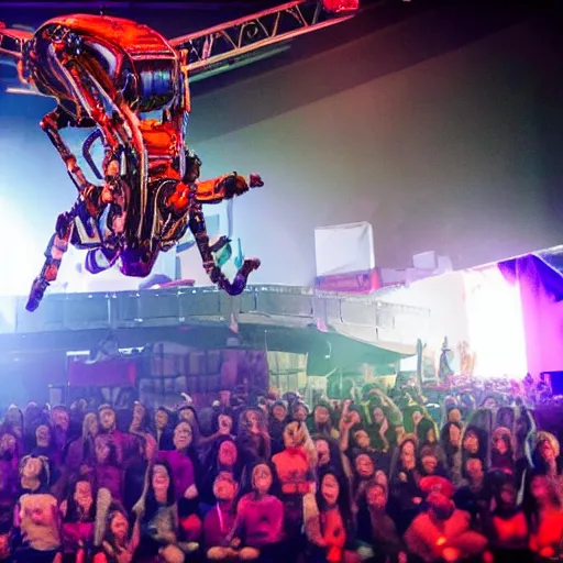 Prompt: robot circus performance, incredible acrobatics