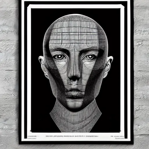 Image similar to dry needle print polish poster conceptual figurative post - morden monumental portrait made by escher and giger, highly conceptual figurative art, intricate detailed illustration, controversial poster art, polish poster art