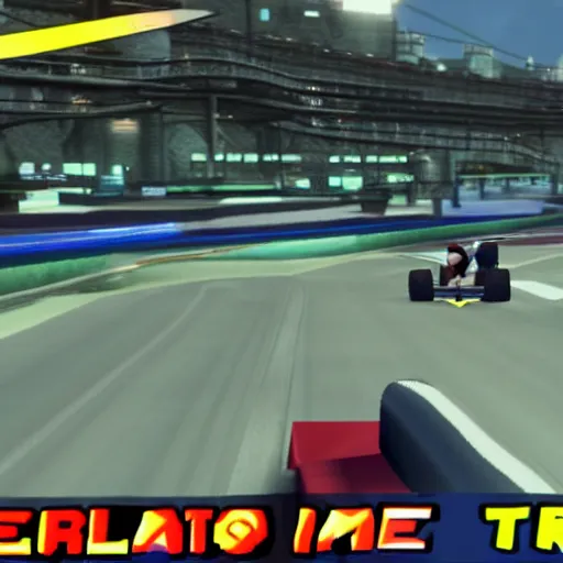 Image similar to video game screenshot of eminem in mario kart