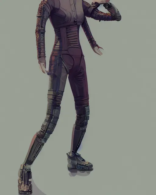 Prompt: highly detailed full body shot of androgynous girl, by hsiao - ron cheng and artgerm, blade runner 2 0 4 9, scorched earth, cassette futurism, modular synthesizer helmet, the grand budapest hotel, glow, digital art, artstation, pop art