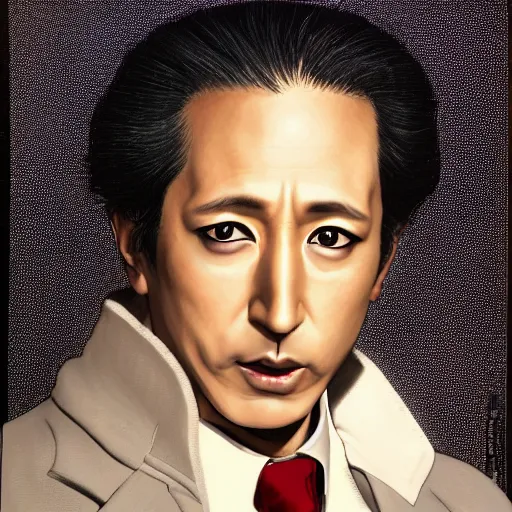 Prompt: hirohiko araki portrait, realistic, accurate face, studio lighting