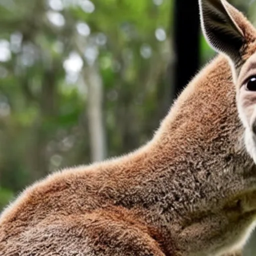 Prompt: dwayne the rock johnson's face on the body of a kangaroo