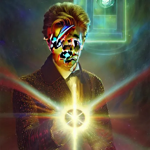 Image similar to david bowie as doctor who, radiant light, caustics, heroic, bright iridescent light, by gaston bussiere, bayard wu, greg rutkowski, maxim verehin