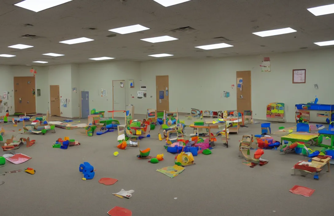 Image similar to an empty daycare at night