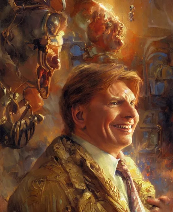 Image similar to portrait of ron hubbard, joyful, highly detailed painting by gaston bussiere, craig mullins, j. c. leyendecker 8 k,