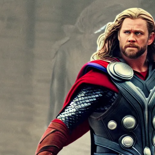 Image similar to Thor being played by Tom Hank, stylized photo