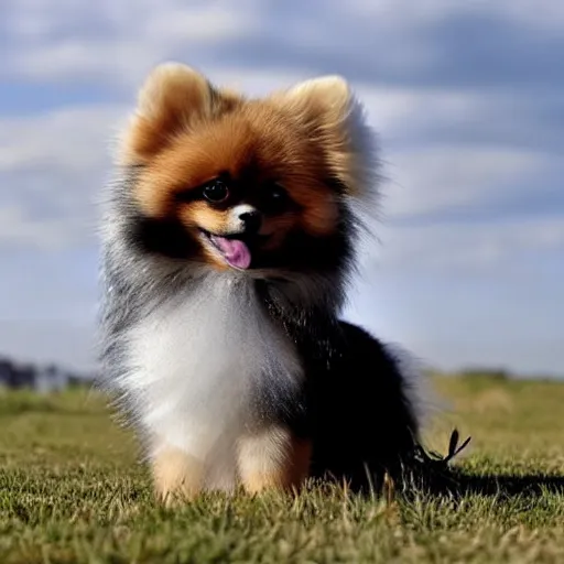 Prompt: a pomeranian dog made of clouds