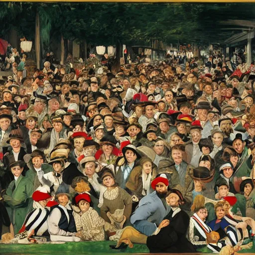 Image similar to Where's Waldo, in the style of Manet