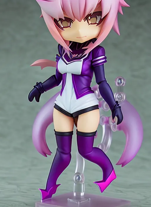 Image similar to chic kda ahri from league of legends nendoroid full body hyperdetalied, hero action pose, osamu tezuka, macoto takahashi, chibi, q posket, 8 k realistic, 3 d, cryengine, exquisite, charming smile, shape focus, symmetrical face, artstation, frostbite 3 engine, cryengine