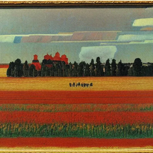 Image similar to soviet painting of what fields by isaak brodsky, walter womacka, czeslaw znamierowski, vladimir pchelin, kuzma petrov - vodkin, igor berezovsky