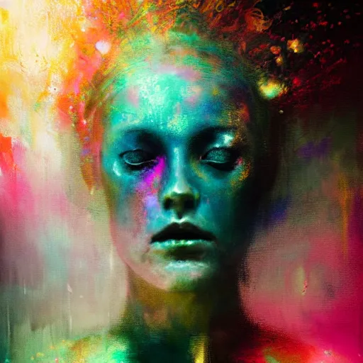 Image similar to ballet resonant frequency by cy Twombly and BASTIEN LECOUFFE DEHARME, colorful, iridescent, volumetric lighting, abstract