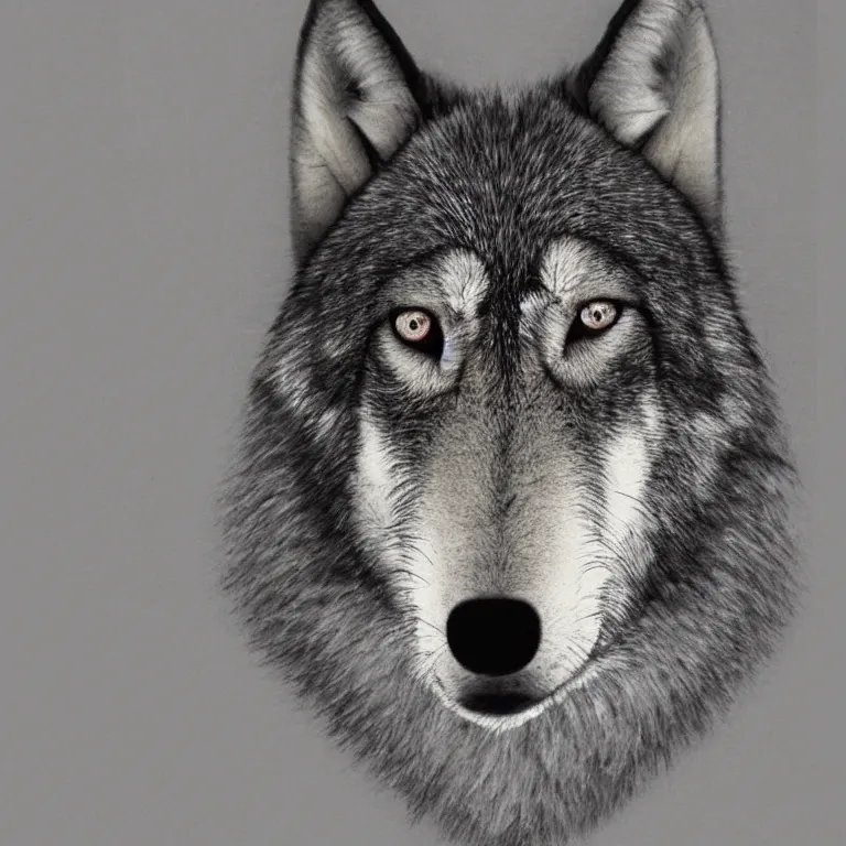 Image similar to wolf headed human, mugshot