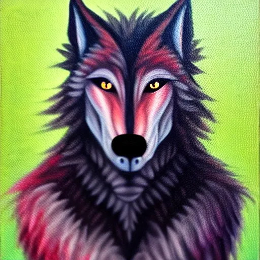 Image similar to a werewolf, but berry, oil on canvas, furry art, soft colors