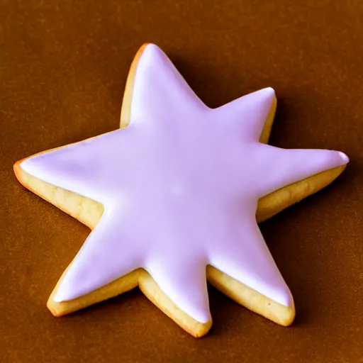 Image similar to close view of a star shaped cookie, warm dim light