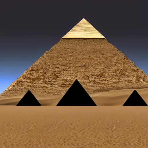 Prompt: front entrance of a pyramid in the desert partially covered by sand, highly detailed, videogame screenshot, panoramic view