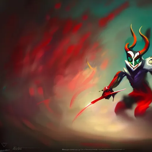 Prompt: shaco, trending on artstation, concept art, graphic style, visible brushstrokes, motion blur, blurry