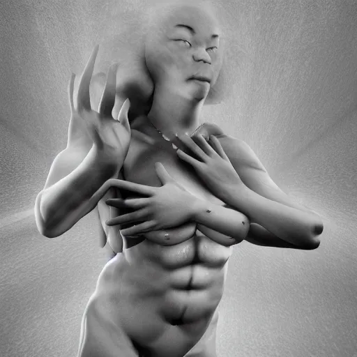 Image similar to birth / rebirth ( rebirth / rb ), in the style of hiroya oku and riyoko ikeda and stanley kubrick, black and white, photorealistic, epic, super technical, 3 d render