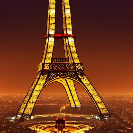 Image similar to futuristic eiffel tower on a space station, golden hour, photography, award - winning, hyper detailed, 4 k, smooth, sharp focus, trending