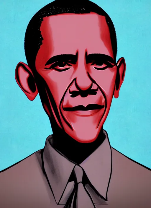 Image similar to obama in the style of jamie hewlett, digital art, trending on artstation