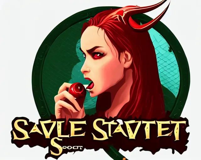 Prompt: eve eating apple satan snake esports logo vector art, logo design, esports, deep focus, d & d, fantasy, intricate, elegant, highly detailed, digital painting, artstation, concept art, matte, sharp focus, illustration, hearthstone,