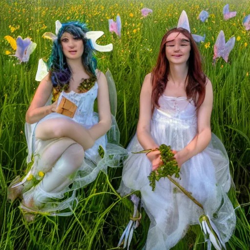 Image similar to photo of fairies in a heavenly meadow