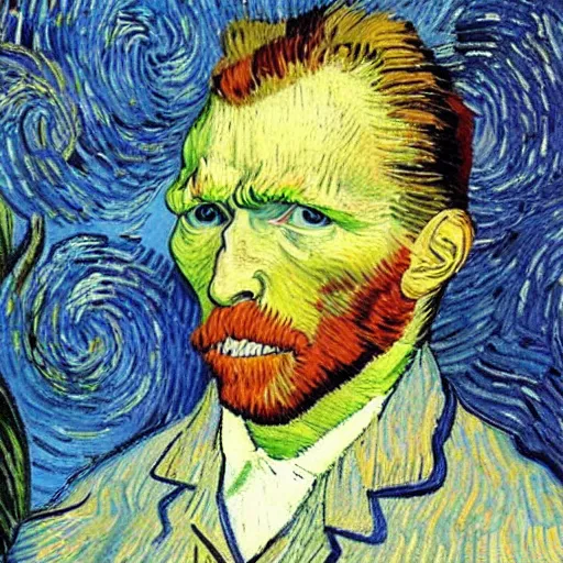 Prompt: Self Portrait of Vincent Van Gogh, as a fox