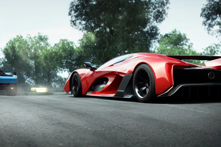 Image similar to photo wallpaper sport car gran turismo 7 forza horizon need for speed fast and furious 5 unreal engine supercar hypercar game concept car octane render, 4 khd 2 0 2 2 3 d cgi rtx style chrome reflexion global illumination ray tracing hdr arstation pixar and disney unreal