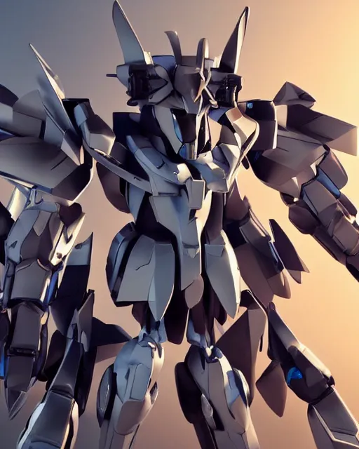 Image similar to futuristic wolf mecha!! azure details! wolf armor! wolf helmet! 8 k hd resolution, barbatos gundam, bandai box art, zoids, makoto kobayashi, frank gehry, raymond swanland, unreal engine 5! octane render! cgi!