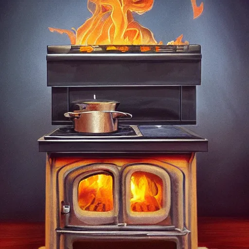 Image similar to nemeth szilard cooking with an old stove, highly detailed illustration, trending on artstation, boris vallejo