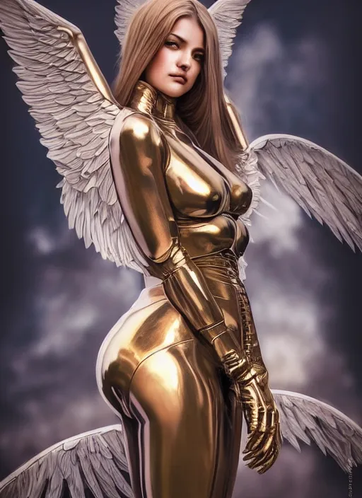 Prompt: photo of a gorgeous young mechanical angel woman in the style of stefan kostic, realistic, sharp focus, 8 k high definition, insanely detailed, intricate, elegant, art by stanley lau and artgerm