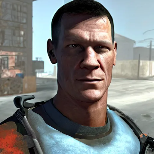 Image similar to John Cena as a refugee in Half-Life 2