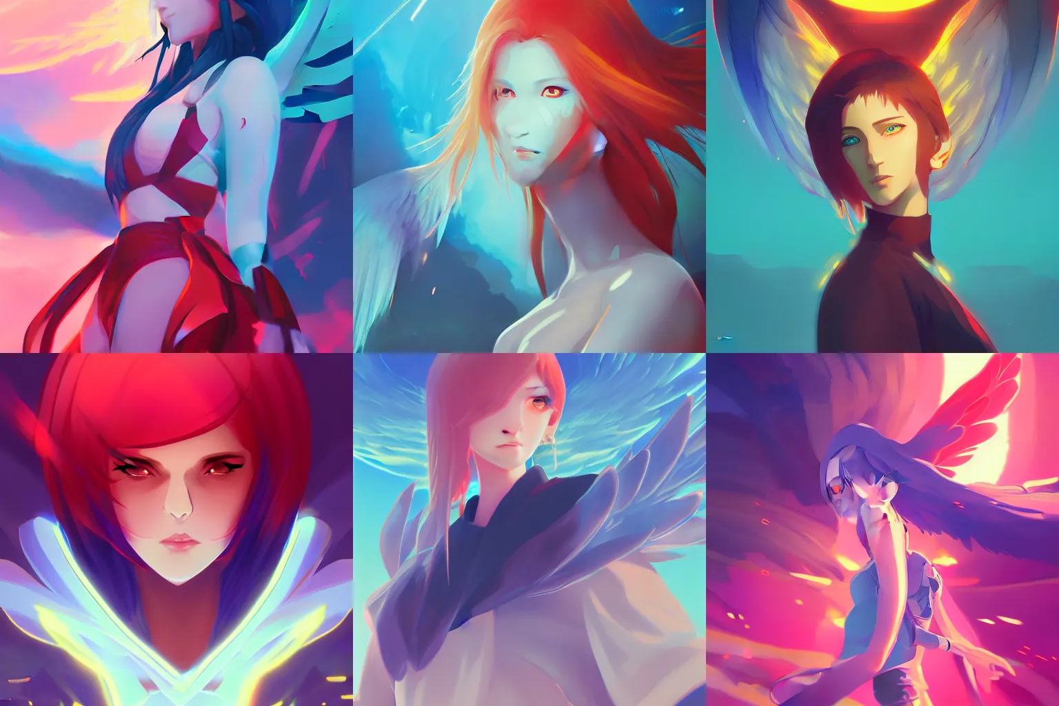 Prompt: angel of sunrise, anime, portrait, style of duelyst, by Ilya Kuvshinov, anton fadeev, nicola salvior