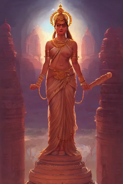 Prompt: goddess of the india, highly detailed, digital painting, artstation, concept art, smooth, sharp focus, illustration, unreal engine 5, 8 k, art by artgerm and greg rutkowski and edgar maxence