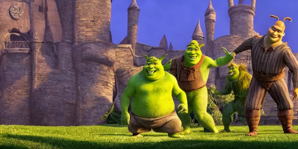 Image similar to still from shrek