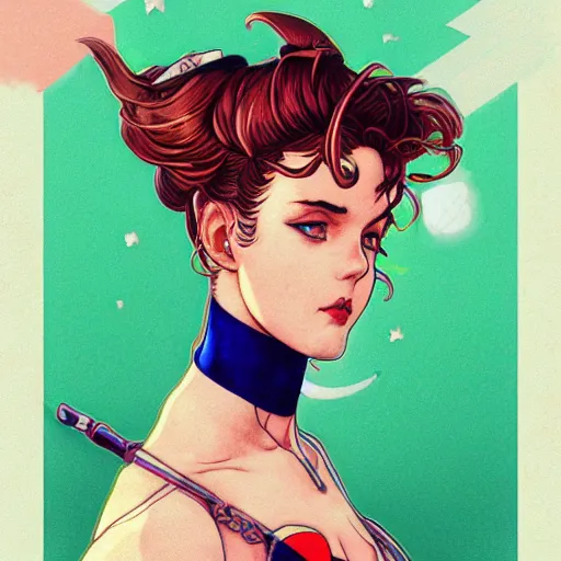 Prompt: the sailor jupiter. highly detailed, digital painting, watercolor, soviet realism, engraving, artstation, concept art, smooth, sharp focus, vivid grunge, manga, illustration, unreal engine 5, 8 k, art by bilibin and kilian eng and kuvshinov and malevich and mucha