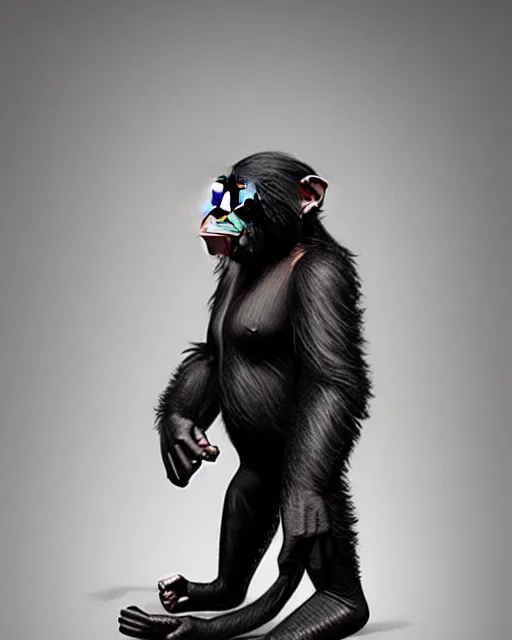Prompt: chimpanzee made of glass, spacesuit, real life skin, intricate, highly detailed, artstation, concept art, smooth, sharp focus, art by artgerm and greg rutkowski